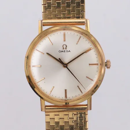 Herrur Omega, Ø34mm, guld på stål, manuell, armband i 18K, justerbar längd 18,5-19,5cm, Unoaerre, inga tillbehör, bruttovikt 69,5g