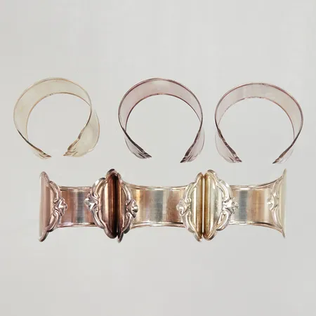 6 Servettringar, defekt/bruksslitage, Silver 830/1000 Vikt: 72 g