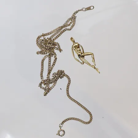 Hänge, Charles Jourdan, med halskedja, 62cm, bredd 2mm, hänget ca 46x10mm, gulmetall