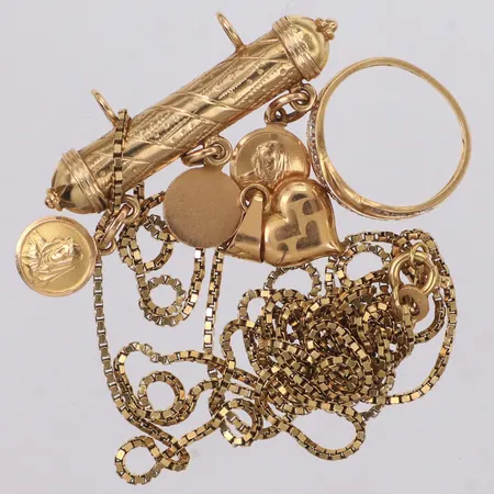 Diverse smycken, defekt, 18K Vikt: 19,4 g