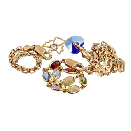 Parti guldsmycken, armband, 14K, 4,4g, övrigt 18K, 6,4g, defekter förekommer,