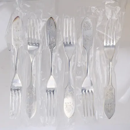 6 gafflar, längd 18,4cm, modell Tornedal, nyskick, GJ, 830/1000 silver Vikt: 252,6 g