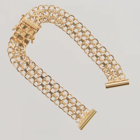 Klockarmband, x-länk, längd: 13,5cm, bredd: 8,7mm, bredd vid hornfäste: 11,6mm, 18K, 9,3g.