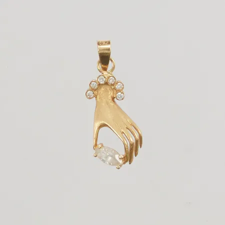 Hänge, hand med vita stenar, 25mm, 18K, 1,3g.