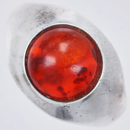 Ring med bärnsten, stl: 14, bredd: ca 2-10mm, 830/1000, silver Vikt: 2,2 g