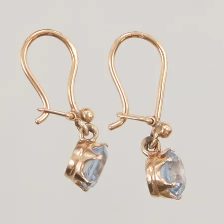 Örhängen, blå stenar, 25mm, krokar, 14K, 2,9g.