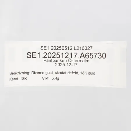 Diverse guld, skadat defekt, 18K guld Vikt: 5,4 g