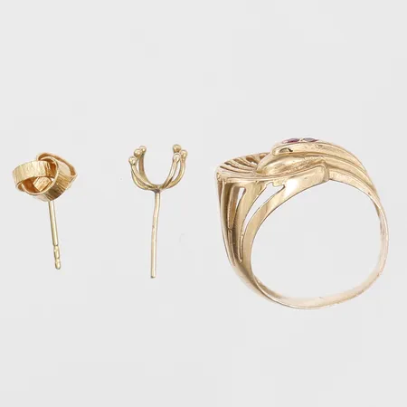 Diverse guld, stenar, skadat, defekt, 14K  Vikt: 3,8 g