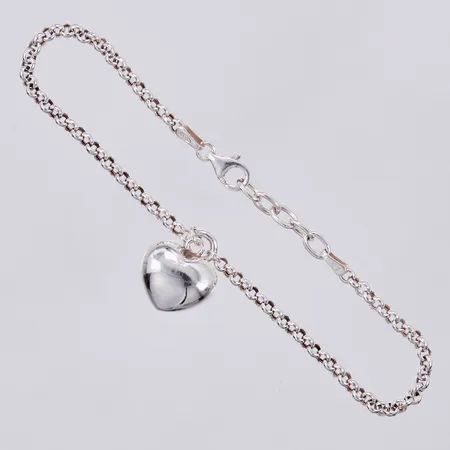 Armband, Ärtlänk med hjärta, längd: ca 17,5-19,5cm, bredd: ca 3-20mm, GHA, 925/1000 Silver Vikt: 3 g