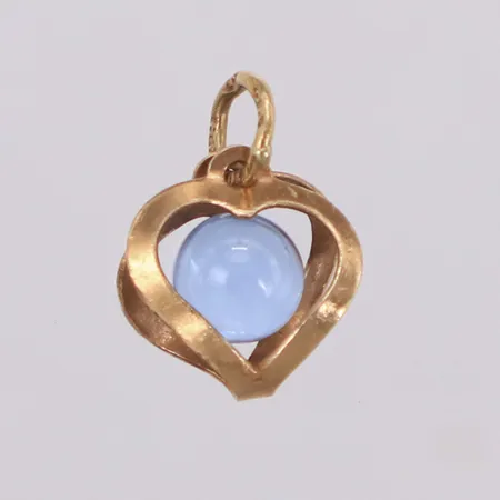 Berlock med ljusblå sten, längd 11mm, 18K Vikt: 0,6 g