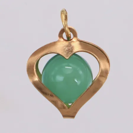 Berlock med grön sten, längd 14mm, 18K Vikt: 1 g