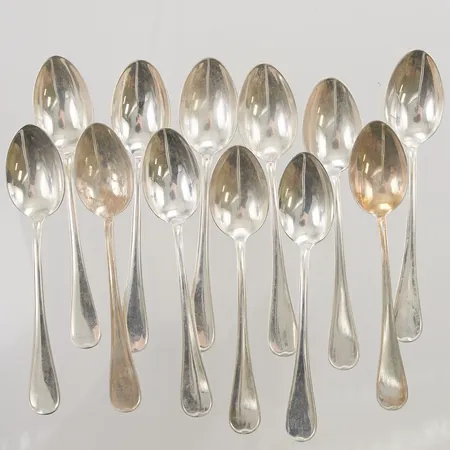 12 Kaffeskedar, 12cm, modell: Svensk Rund, 830/1000 silver, 149,2g.