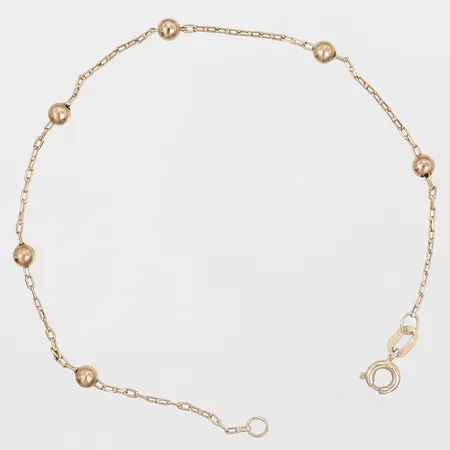 Armband med kulor, längd 20,5cm, bredd 4mm, 14K guld Vikt: 2,5 g