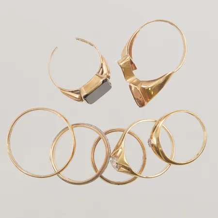 Diverse guld, defekter/stenar/gravyrer, 18K, 19,0g.