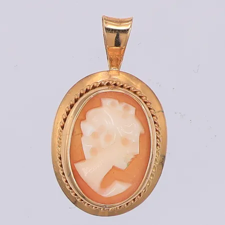 Hänge, camé, 16mm, 18K Vikt: 0,8 g