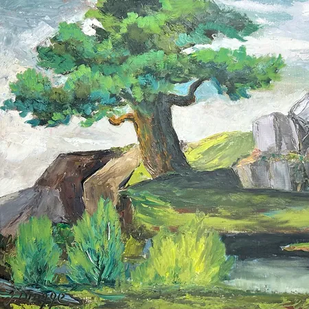 Tavla av John Drugge, landskap, 67cm x 81cm, olja på duk, träram Skickas med postpaket.