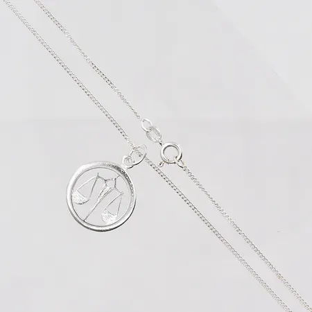 Kedja Pansar, 38cm, bredd 1,2mm, hänge vågen Ø 17,6mm, silver 830/925/1000 Vikt: 3 g