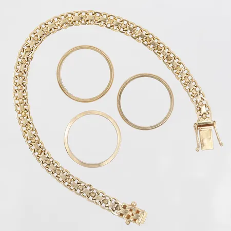 Diverse guld, gravyr, skadat, 18K Vikt: 25,8 g