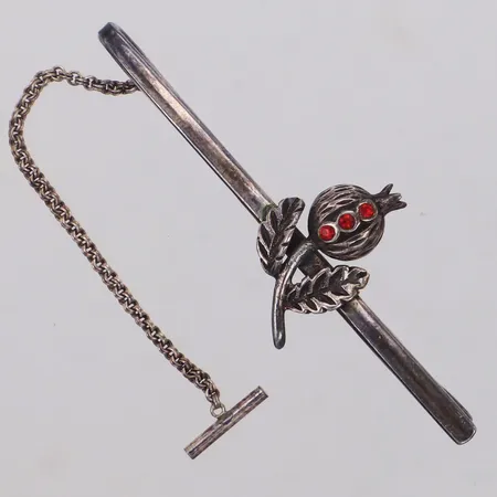 Slipshållare med röda stenar, längd 53mm, 925/1000 silver Vikt: 4,7 g