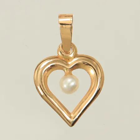 Hänge med pärla, längd 18mm inkl ögla, bredd 11mm, 18K, 0,3g