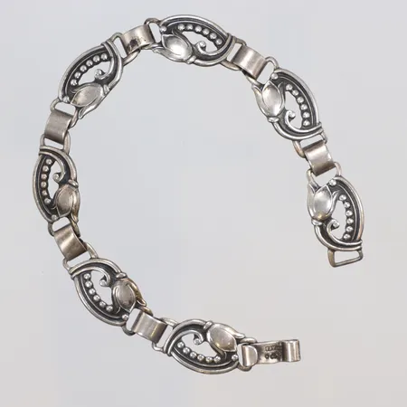 Armband, dekor av blåklockor, 19cm, bredd 12mm, defekt lås, silver 830/1000 Vikt: 15,4 g