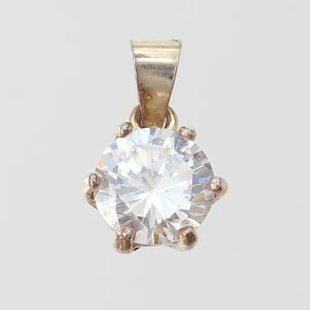 Hänge med vit sten, längd inkl ögla ca 12mm, bredd ca 7mm, 925/1000 silver Vikt: 1 g