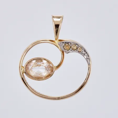 Hänge med stenar, Ø19mm, Alton Guldvaru Ab 1980, 18K Vikt: 3,2 g