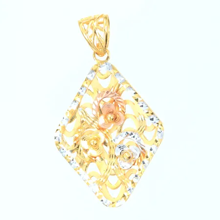 Hänge med vita stenar, 38x12mm inklusive hängöglan, 21K Vikt: 4,7 g