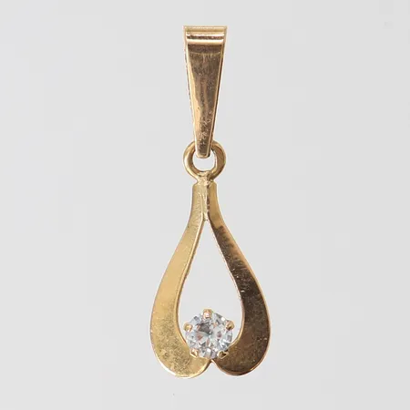 Hänge med vit sten, 21,5x8mm ink ögla, 18K.  Vikt: 0,5 g