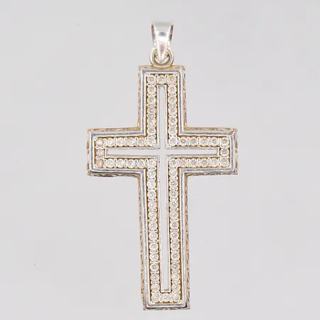 Hänge kors, 25x48mm inklusive ögla, vita stenar, silver 925/1000 Vikt: 4,6 g