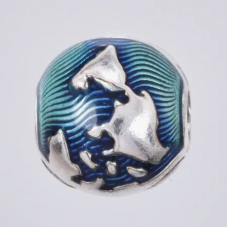 Berlock med emalj, Pandora, Ø ca 10mm, 925/1000, silver Vikt: 2,9 g