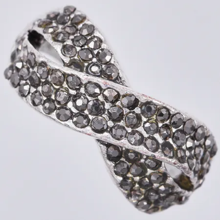 Ring med stenar, stl: 20, bredd: ca 2-11mm, metall