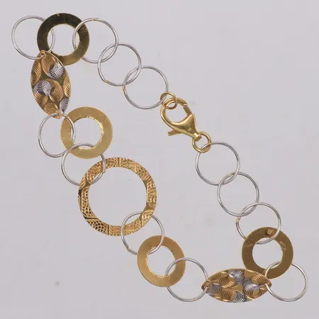 Armband, längd 19cm, bredd 17,8mm, rödguld/vitguld, 18K Vikt: 6,1 g