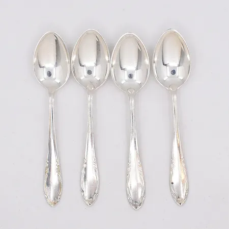 4 Kaffeskedar, modell Slottsbarock, längd 12,4cm, silver 830/1000 Vikt: 65,9 g