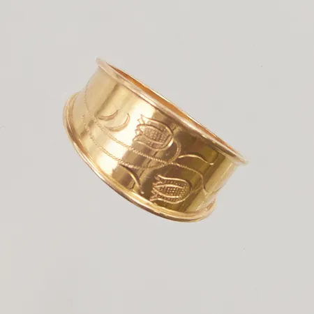Ring, cicelerad dekor, Ø18, bredd: 2,9-10,9mm, 18K, 2,6g.