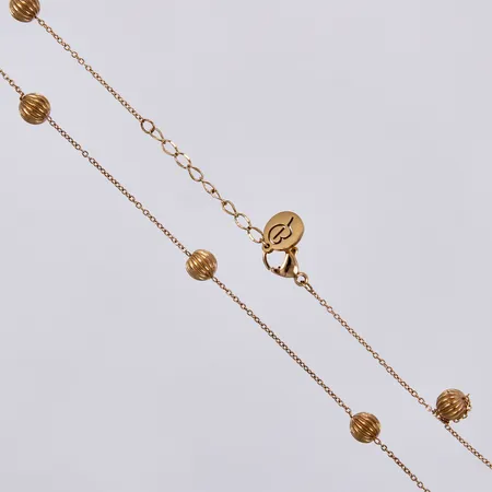 Collier Ankarlänk med kulor, Edblad, längd: ca 42-44,5cm, bredd: ca 1-6mm, förgylld metall