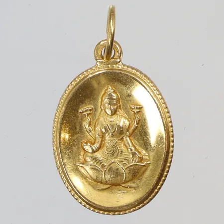 Hänge, indisk gudabild troligen Lakshmi, 27x15mm, 22K Vikt: 4,1 g