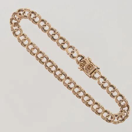 Armband, Bismarck, 19,5cm, bredd: 6,5mm, slitna länkar, 18K, 14,4g.