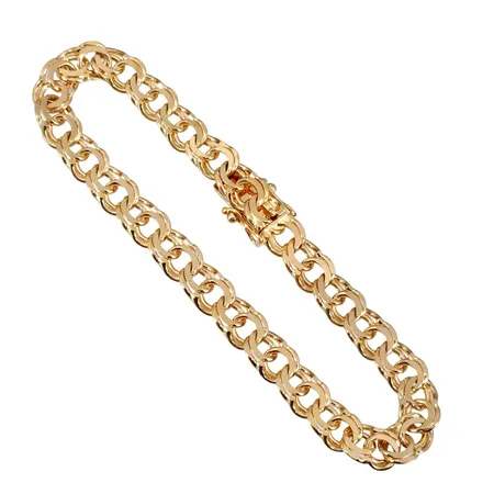 Armband Bismarck, 18K guld, N S E Guldvaru Aktiebolag, Köping, svensk kontrollstämpel, längd knäppt 18,5 cm, bredd 6,7 mm, fint skick Vikt: 16,1 g
