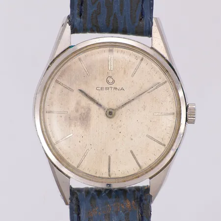 Herrur Certina manuell, Ø34mm, nr 5101 014, 3981982 stål, missfärgad urtavla, läderband