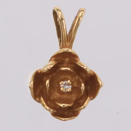 Hänge blomma, 12mm, diamant 1 x ca 0,005ct, 18K Vikt: 2,2 g