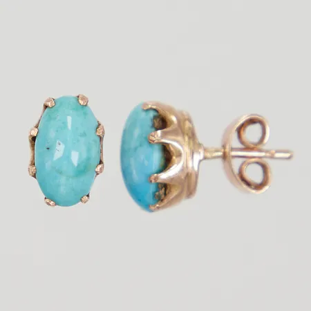 Ett par örhängen, 10,5x7,4mm, turkosa stenar, otydlig stämpel, 14K, Vikt: 3,3 g