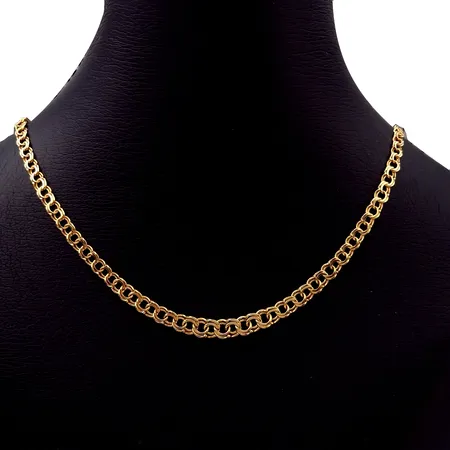 Halskedja Bismarck, 18K guld, doserad modell, Ädelsmycken Aktiebolag (ÄSA), svensk kontrollstämpel, längd 43,0 cm, bredd 3,3 - 5,3 mm, säkerhetskedja, fint skick Vikt: 10,3 g