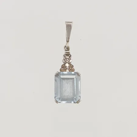 Hänge, blå sten, 30x10mm, silver, 2,8g.