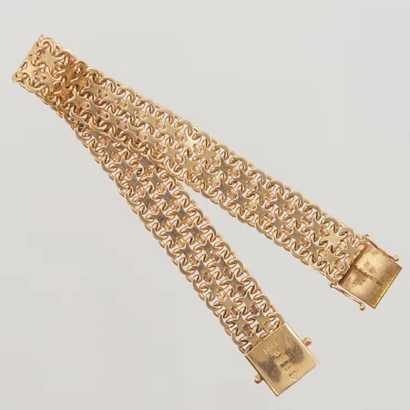 Armband, x-länk, 18,5cm, bredd: 12mm, 18K, 27,8g.