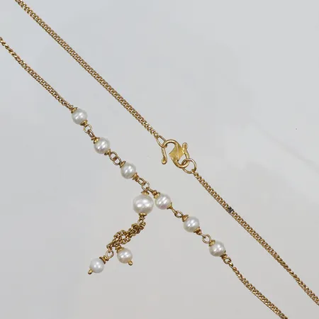 Halscollier med odlade pärlor, 43cm, bredd 2-38mm, 22K Bruttovikt: 9,0g Vikt: 9 g