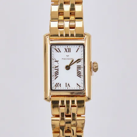 Damur Mockberg ca 18X22mm, quartz, står stilla i behov utav batteribyte, gulmetall