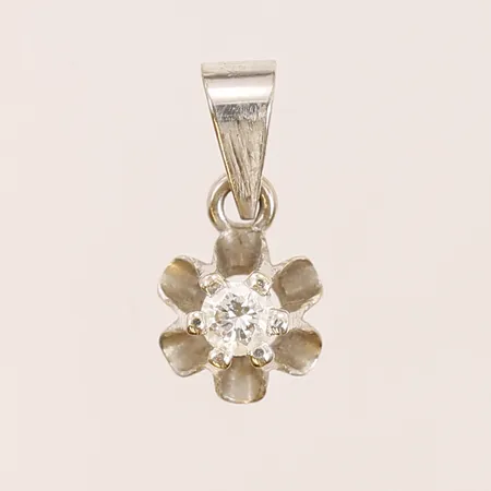 Hänge med diamant ca 0,05ct, längd 11mm inklusive ögla, bredd 5mm, vitguld, 18K Vikt: 0,4 g