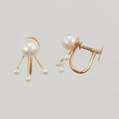 Örhängen, odlade pärlor, 15x12mm, skruvfästen, 18K, 2,4g.