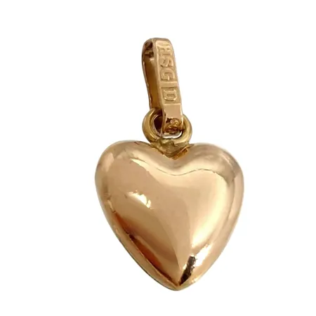 Hänge Hjärta, 18K guld, slät modell, Hedbergs Guld AB (HSG), svensk kontrollstämpel, längd inkl. ögla 16 mm, bredd 9 mm, tjocklek 4 mm, små märken Vikt: 1 g